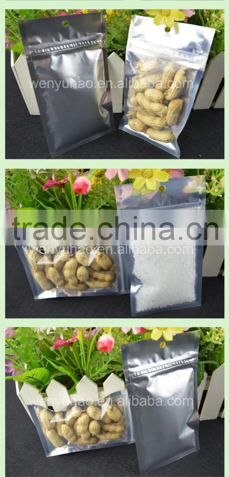 food grade One side clear and another side aluminum grocery Packaging Bags with Zipper