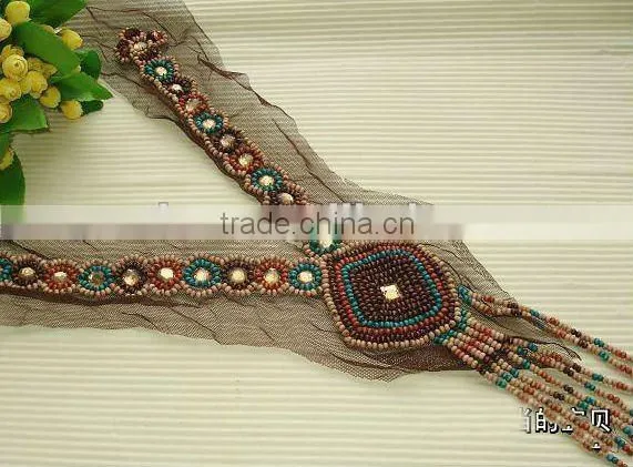 Square beads motifs,dress neckline,lace trims,shirt patch , neck design of blouse
