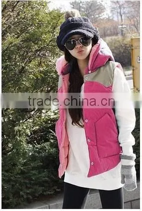 Vest female models fall and winter clothes thick cotton vest waistcoat jacket stitching quilted vest vest Hoodie