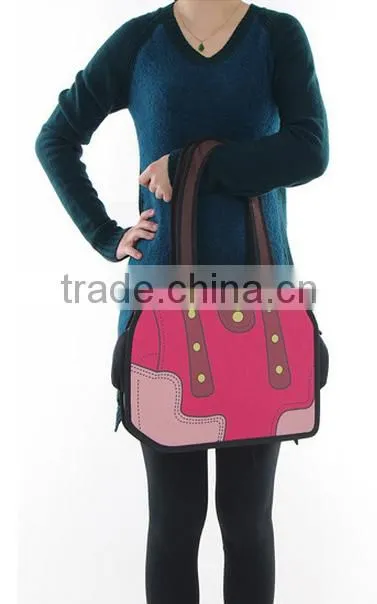 fashionable 3d comic lady hand bag tote bag
