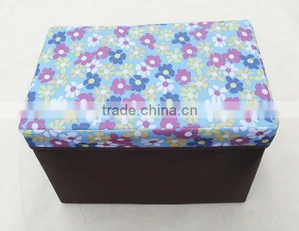 Multi-function Rectangle Folded Leahter Storage Box Stool