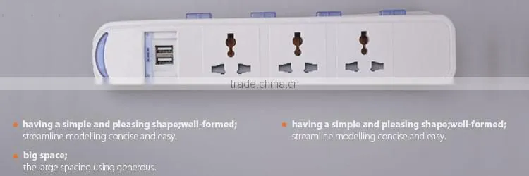 3 ways universal with 2USB Extension Socket