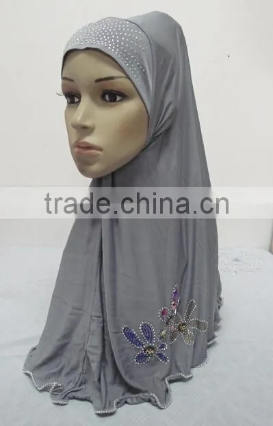 H251 latest muslim hijab with rhinestone and crystals