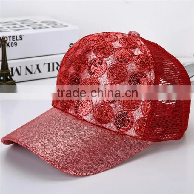 hot selling fashion sparkle bling sequin baseball cap hard hat