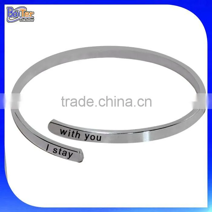 Custom Personalized Word Quote Cuff Stainless Steel Memorial Bracelets