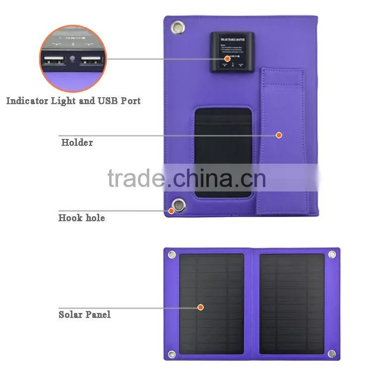 2016 newest charged product foldable solar charger 7W/flexible soalr panel usb