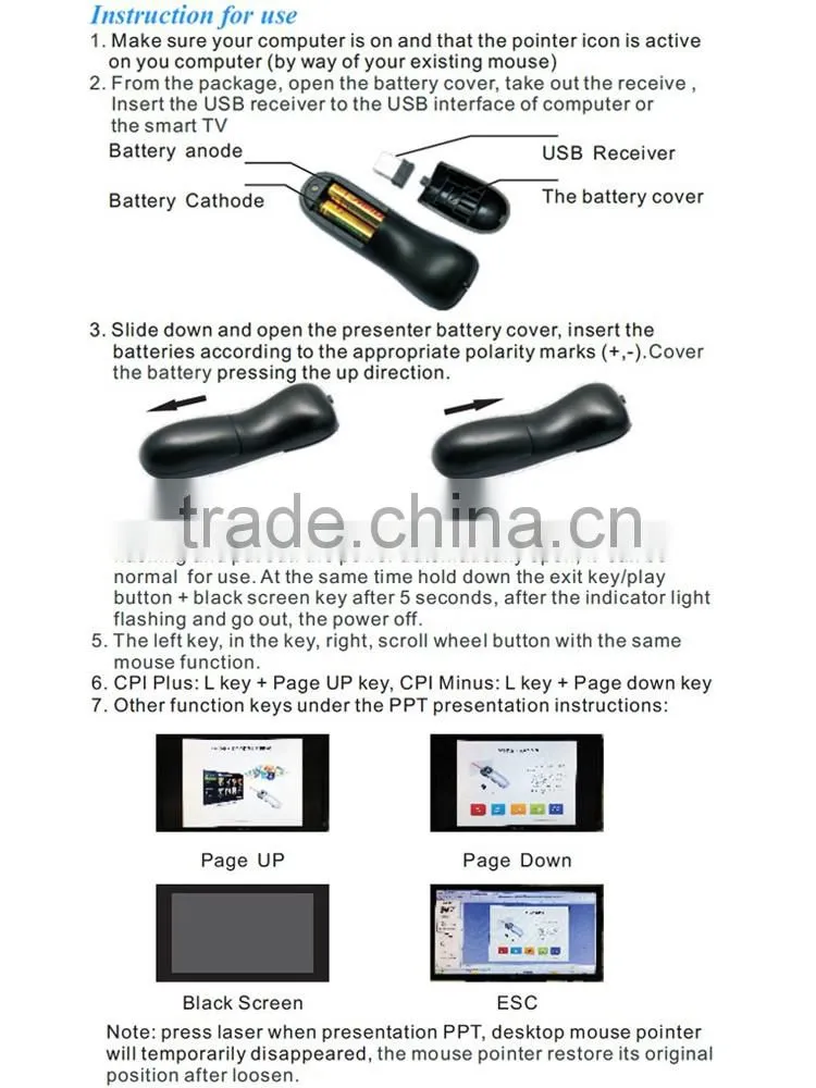High quality wireless laser presenter for business men and teachers PR-05 made in China
