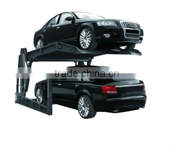 Usual parking lift with tilted platform