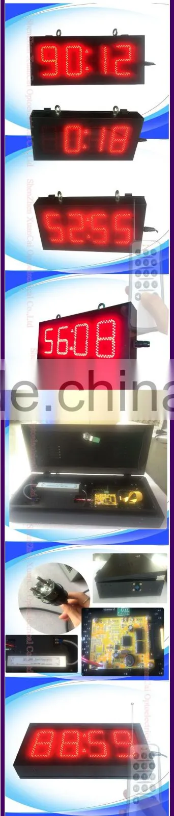 5'' Red brightness adjustable LED digital timing clock 7 segment 5'' outdoor digits time clock