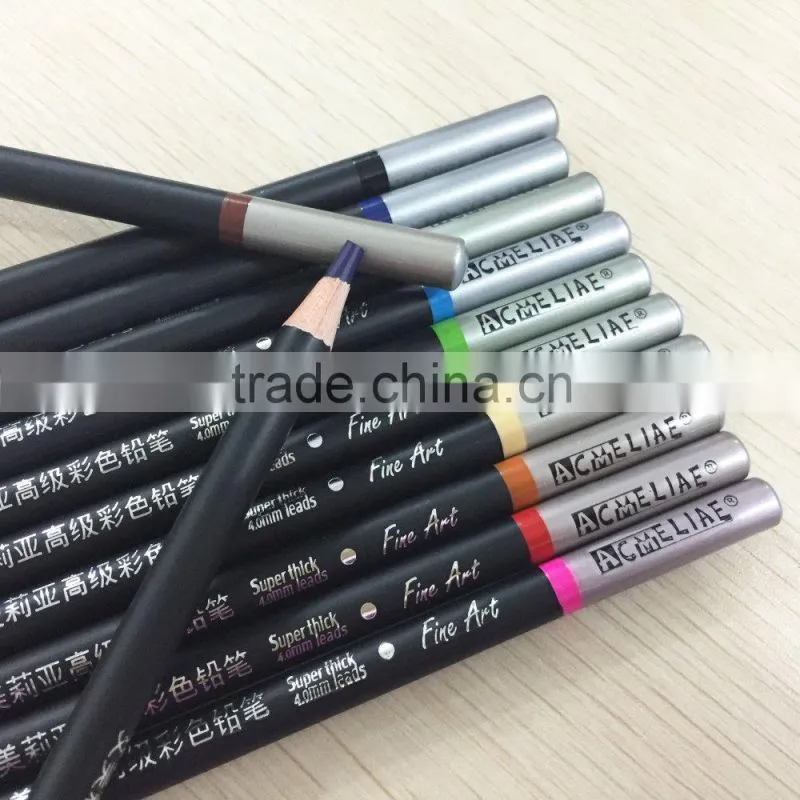7" standard size round shape high quality 4.0mm color pencil with dipped end