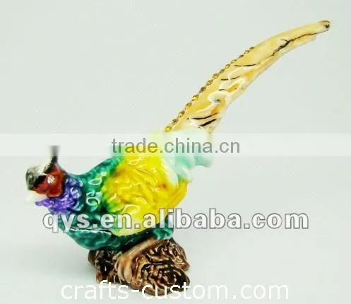 Metal Pheasant Jewel Box, Pewter Jewel Case