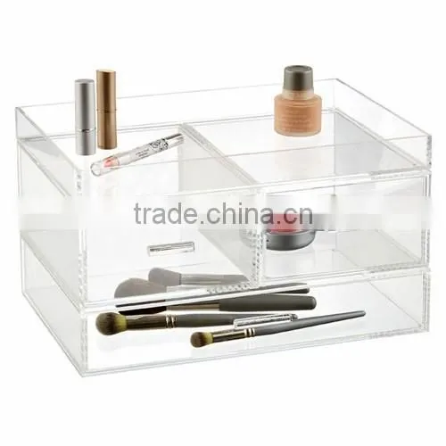 excellent acrylic jewelry & cosmetic storage display boxes/acrylic cosmetic makeup organizer with 3 drawers and top open