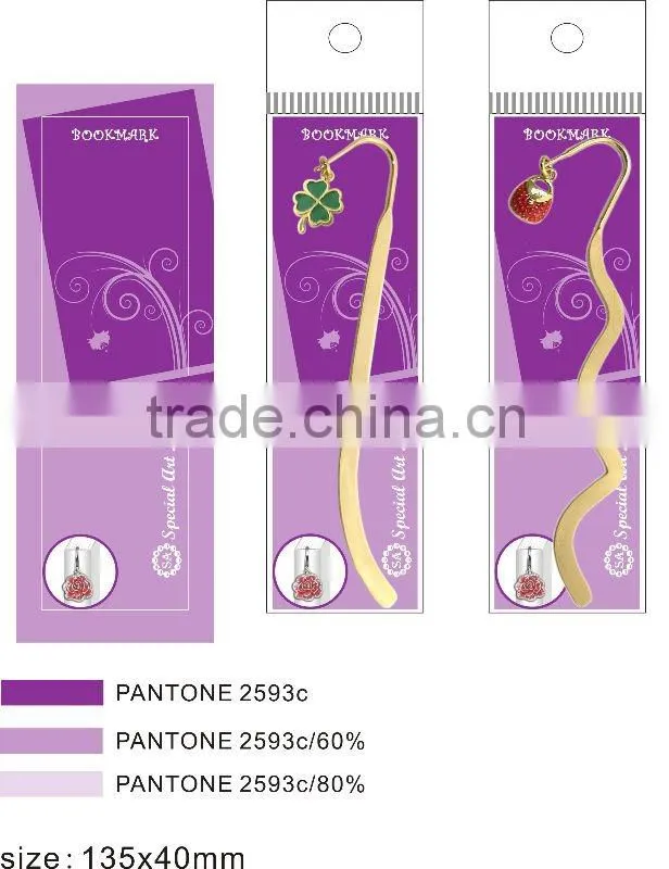 custom metal flower shaped Bookmarks with Ribbon, Made of Alloy and Crystal