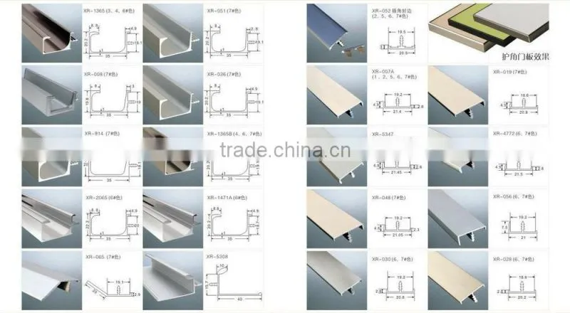 Good quality anodized and brushed handle L shaped Handle aluminum frame profile for kitchen cabinets by China manufacotory