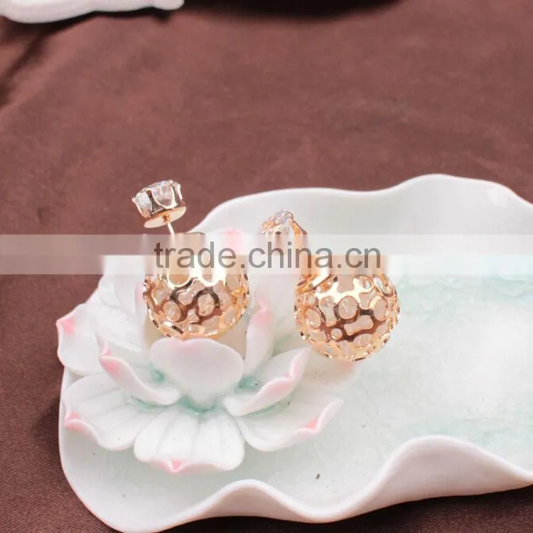 double faced handmade crystal earring, crystal ball earrings