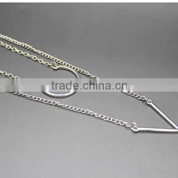 double-deck arrows fashion long thin chain necklace