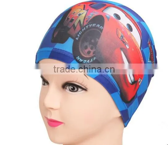 Cute Cartoon Kids children boys girls Lycra fabric swimming cap bathing cap