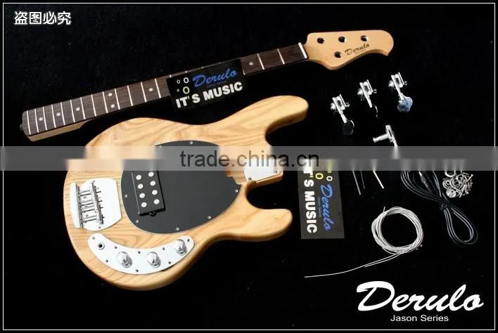 Diy High Quality Ash Wood Unfinished Electric Bass Guitar Kits 4 Strings