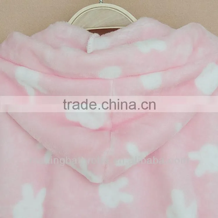 kids coral fleece animal print bathrobe