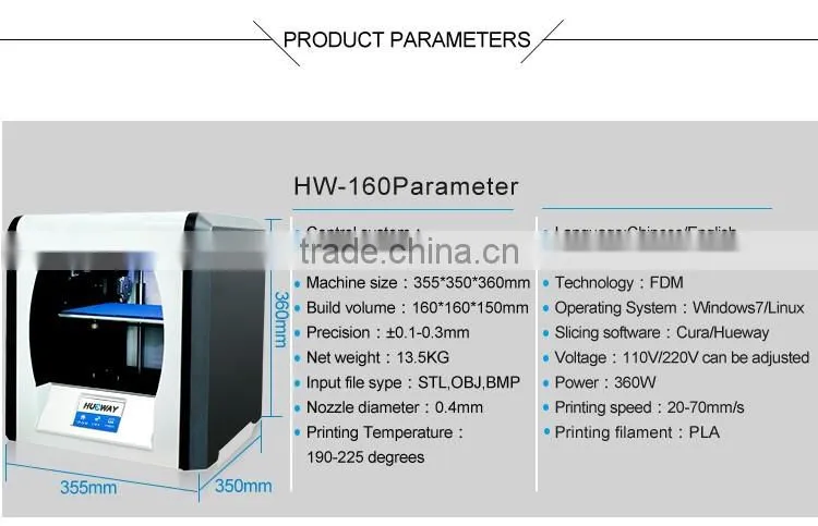 CE RoHs FCC Approved Safe 3D Printer Used Student 3D Printing Himself DIY Toys Repid Prototyping 3D Printer
