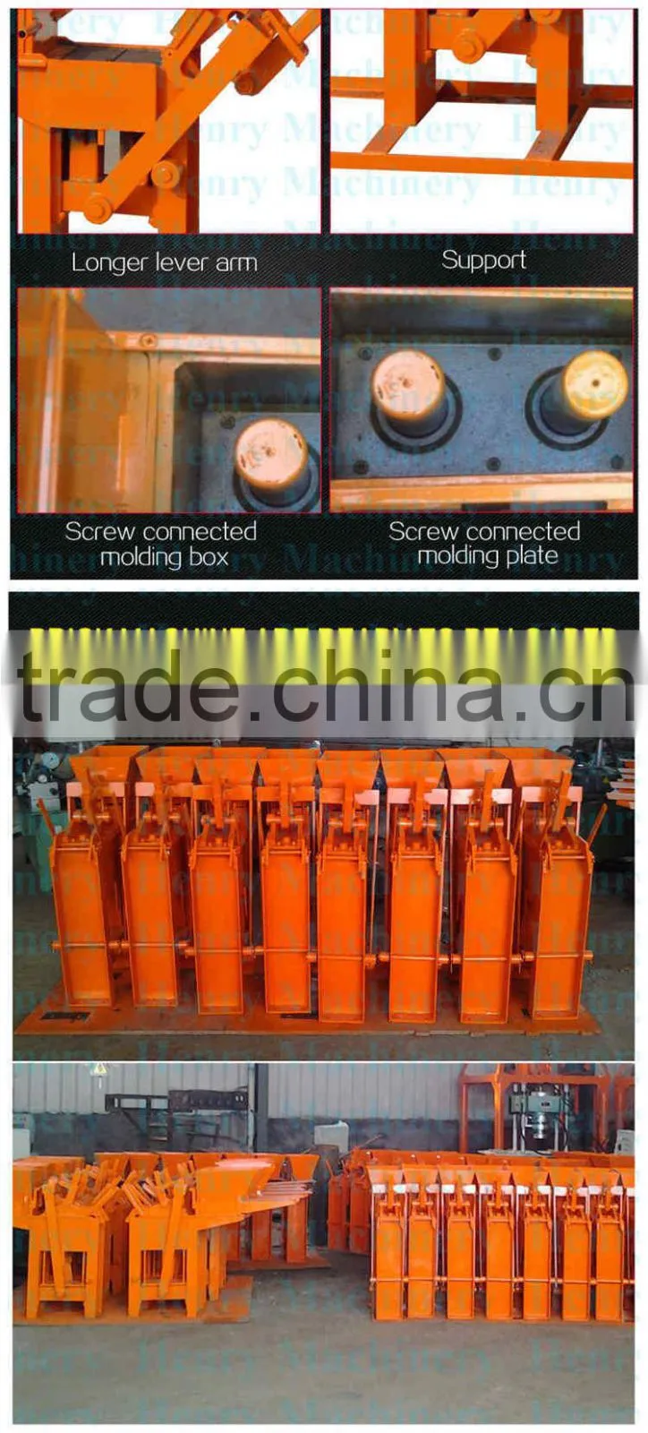 QMR2-40 Henry manual soil interlocking brick machine, high output red clay block machine for small scale production