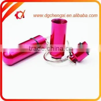 2016 Hot Sale Green Round Bottom Waterproof Pill Box With Keyrings,Earplug Storage Bottle