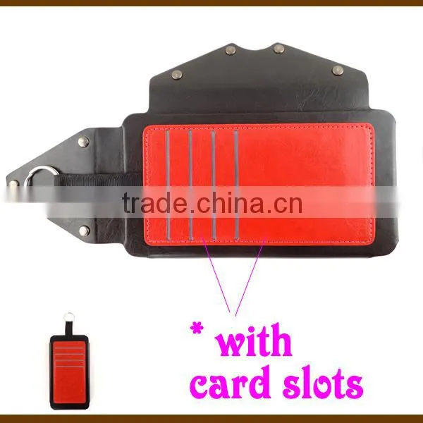 2014 new product from China leather universal flip phone case with lanyard and card slots
