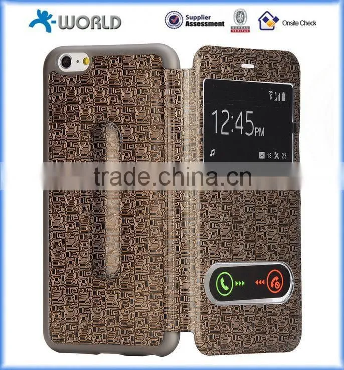 TPU Flip Case for iPhone 6S with Smart Window and Stand