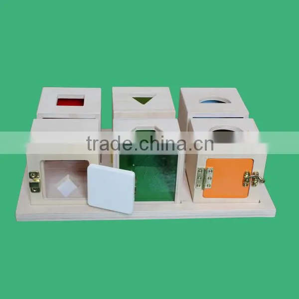 Montessori wooden educational toys lock box
