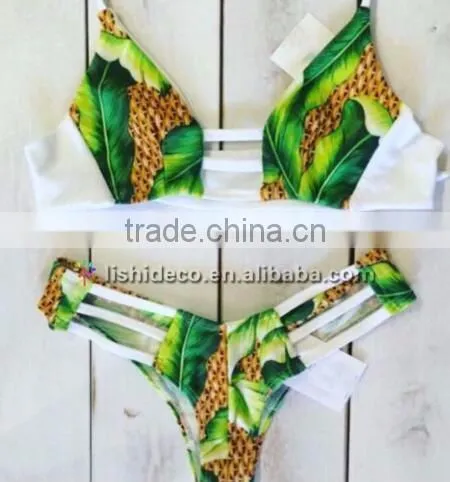 Net Halter pineapple printing sex bikini