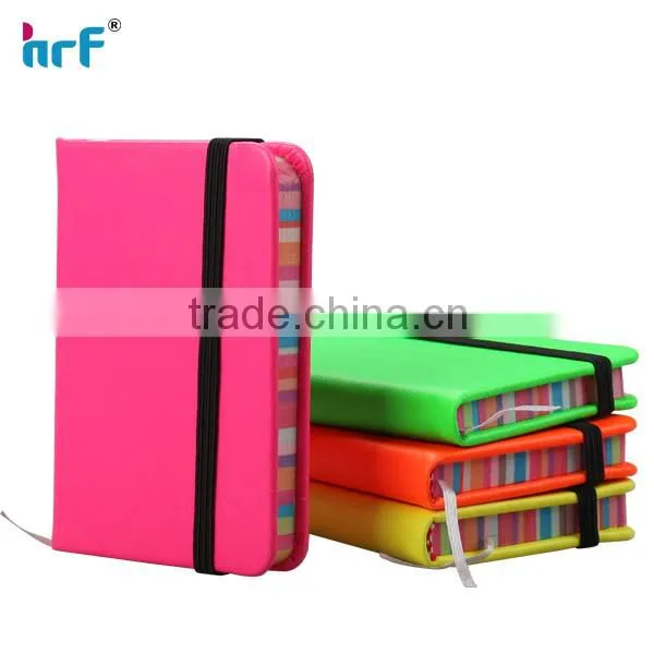 Rainbo colorful Mini PU note book with elestic band,mini pocket book