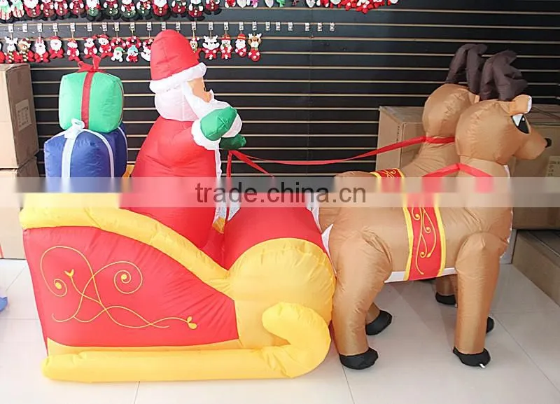 double Deer pull carts inflatable outdoor Christmas decorations