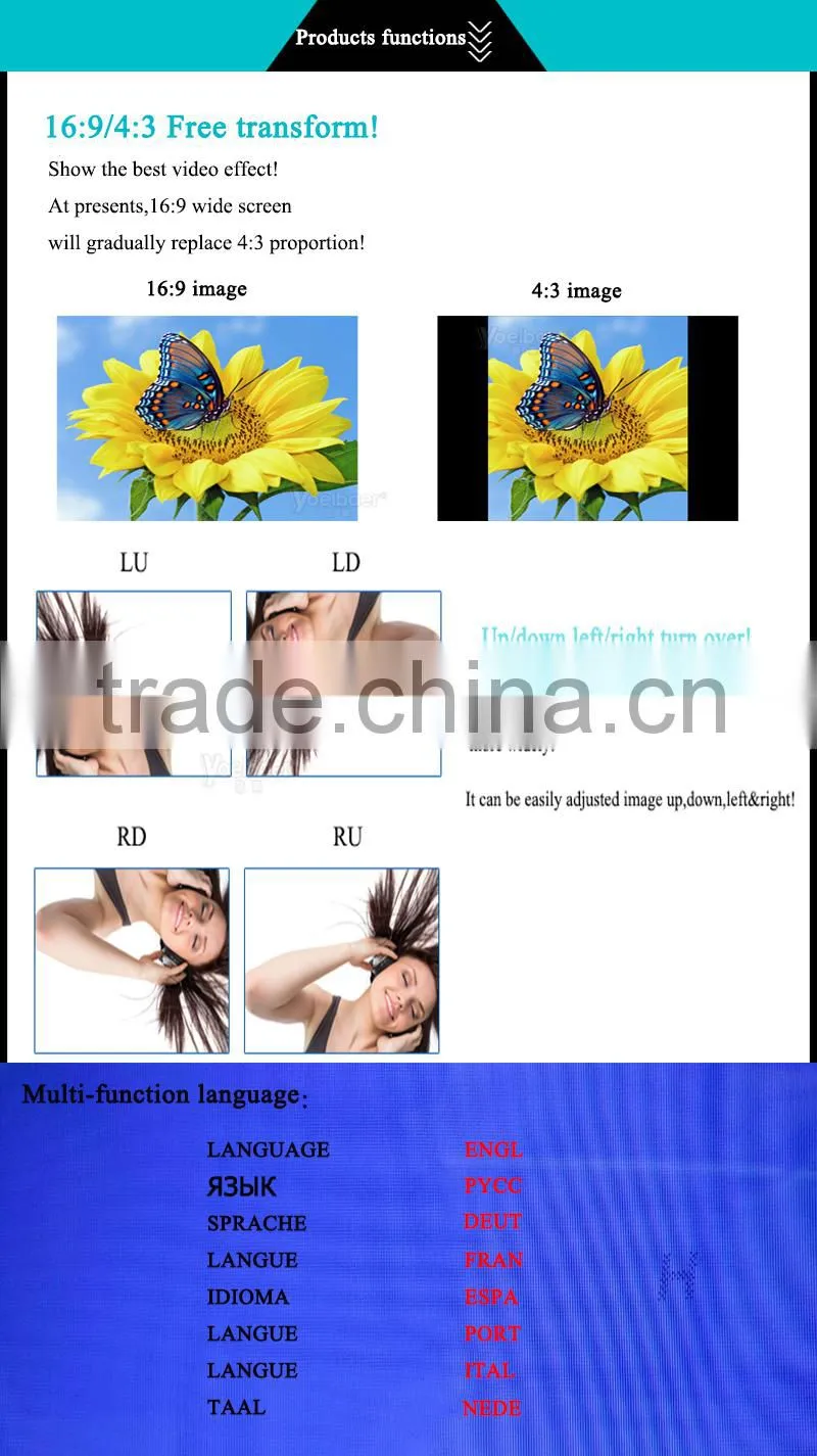 7 Inch vehicle reversing monitor with CCD Camera System and 4pin camera extension cable CS-S751TMS