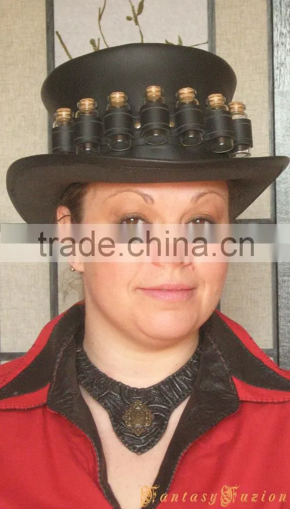 Steampunk Hat Fashion Victorian Fantasy Leather Top Hat