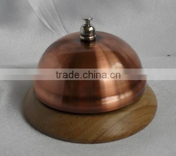 reception bell in copper finish with wooden base A12-D02 (A054)