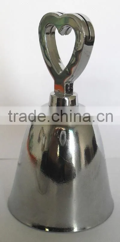 3" silver plated metal bell with heart shape handle A12-H03(A075)