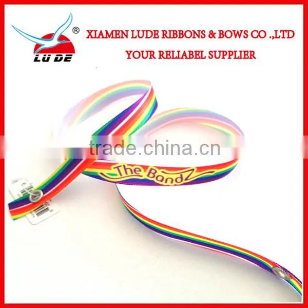 2015 factory price printed color ribbon bracelet/wrist strap