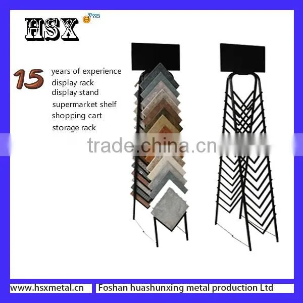 New style metal double-sided ceramic tile display rack with wheels