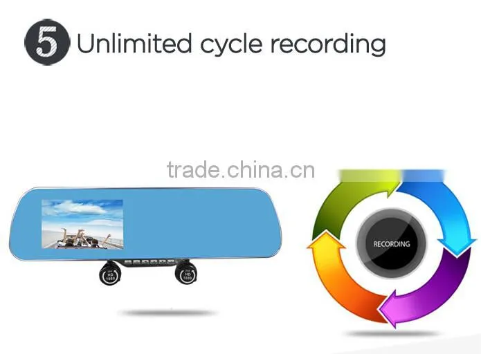 Bluetooth dual camera mirror car dash cam