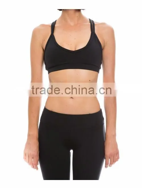 Sexy Multi Layers Sports Wear Top Nylon Spandex Strap Fitness Bra
