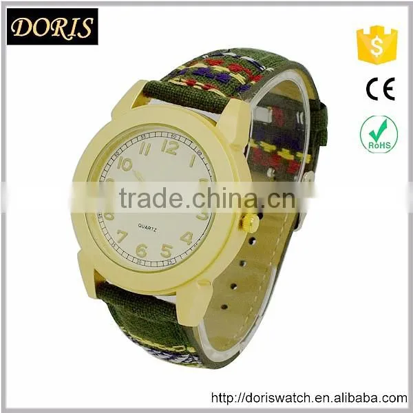New alloy case design painting leather strap wristwatch less cost