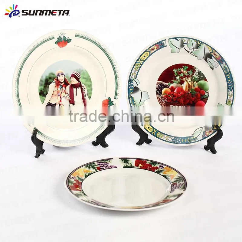 8'' Plate With Flower Trim Sublimation blank ceramic Plate -made in china