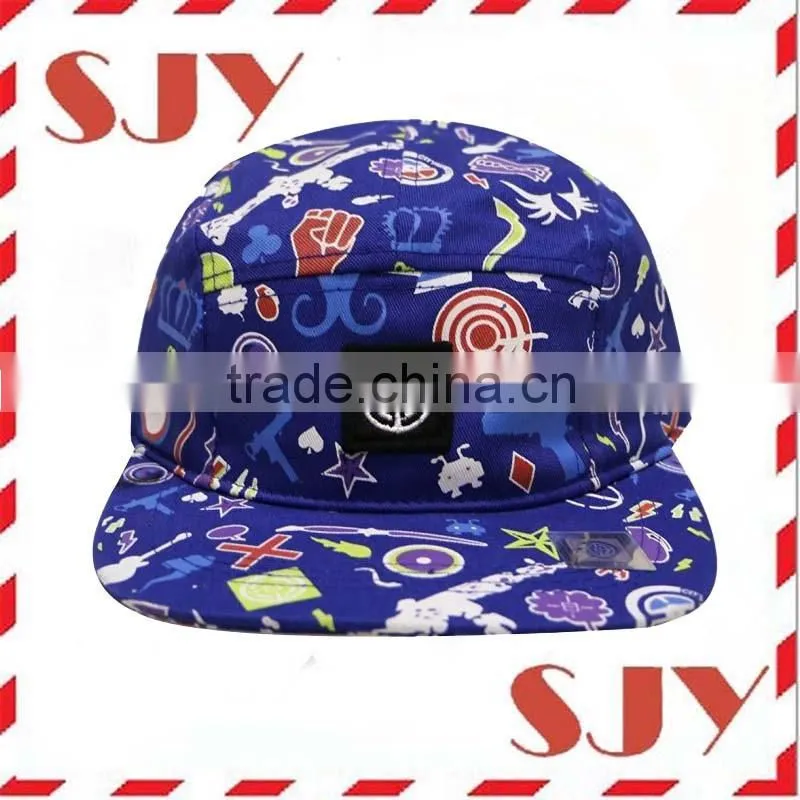 Custom All Over Print Floral 5 Panel Biker Hat