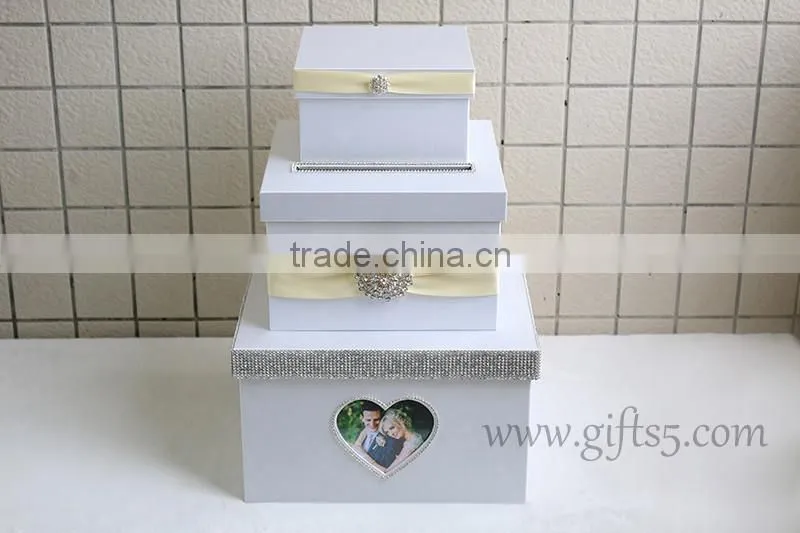 Elegant wedding fund money box with photo frame in handmade