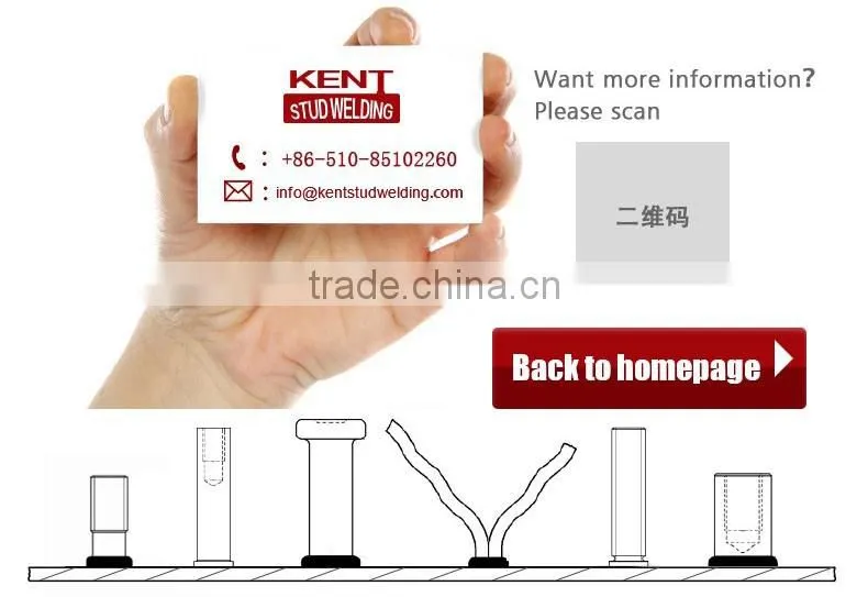 Stainless steel internal thread IS short cycle SC welding stud