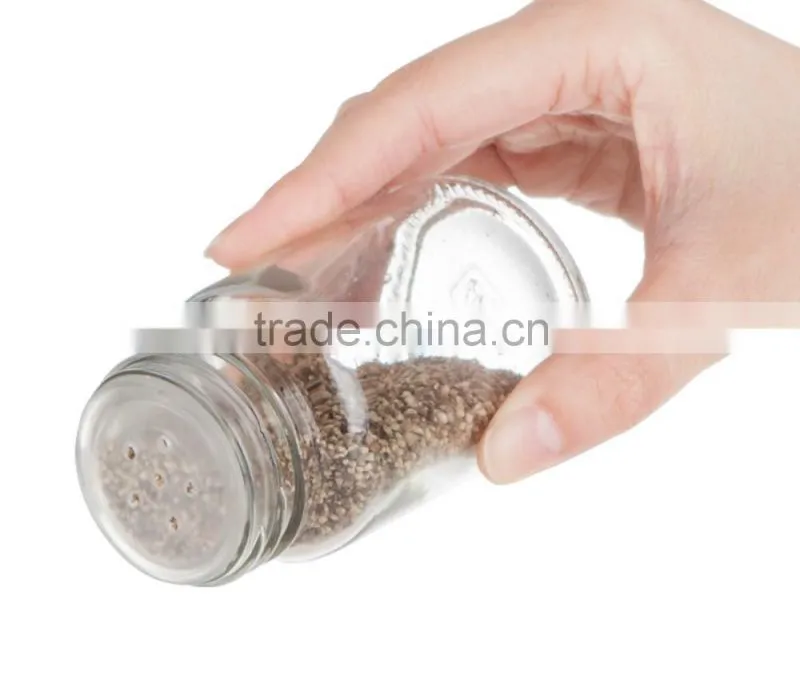 SINOGLASS trade assurane 90ml glass jar with plastic lid 6 pcs glass jars spice rack set