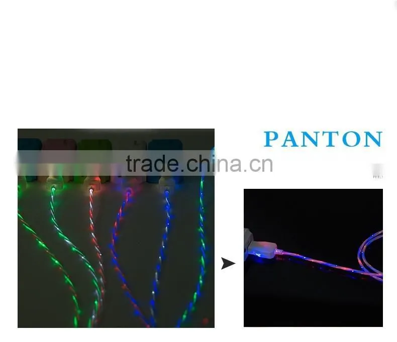new technology usb charging cable dual color flash light LED usb otg cable for ipad mini