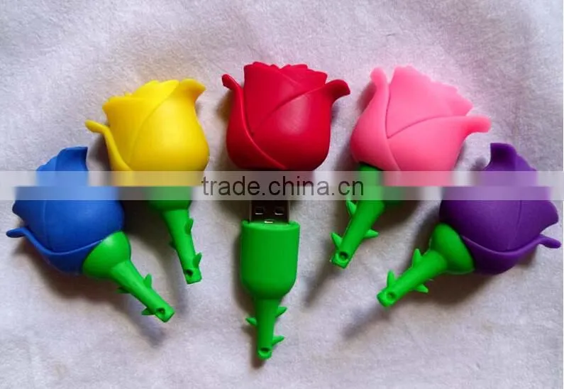 16GB Soft PVC Rose flower shaped usb flash drive wedding gifts factory price