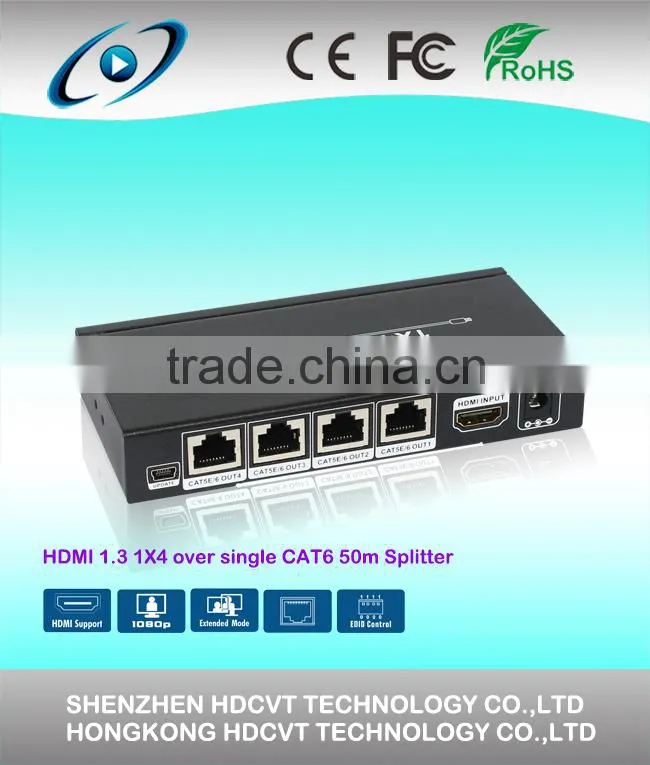 HDMI 1.3 1X4 OVER SINGLE cat6 50M Spilitter , HDV-9814S50