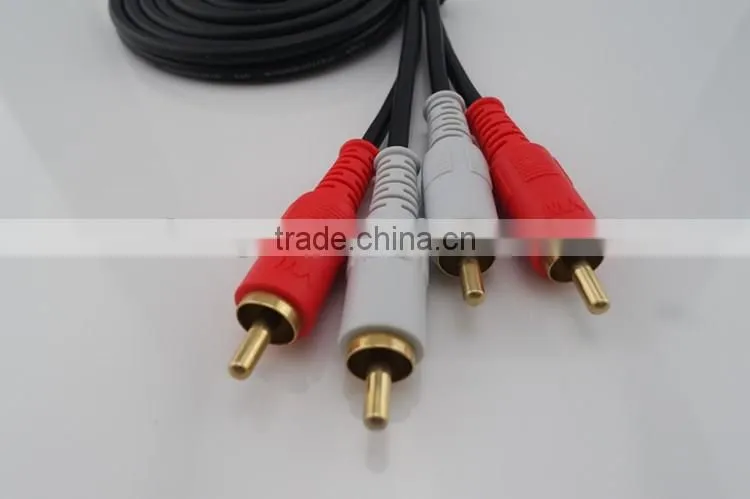 Good quality audio cable male to male 3.8mm 2RCA/M-2RCA/M RCA cable